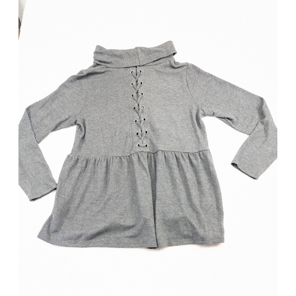 NWT Maurices Women's Swing Top Cowl Neck Long Sleeve Lace Up Backβ Peplum Top 0X